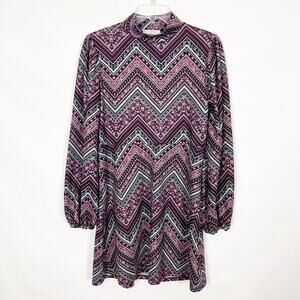 Live To Be Spoiled Chevron Print Sheath Boho Dress Size Large